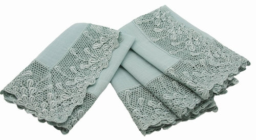 ML16148 Garden Trellece Lace Trim Napkins,20"x20",Set of 4