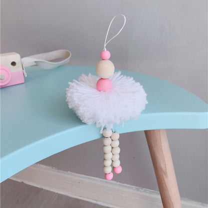 Nordic Style Ballet Dancer Hanging Decoration Wooden Beads Girl Room