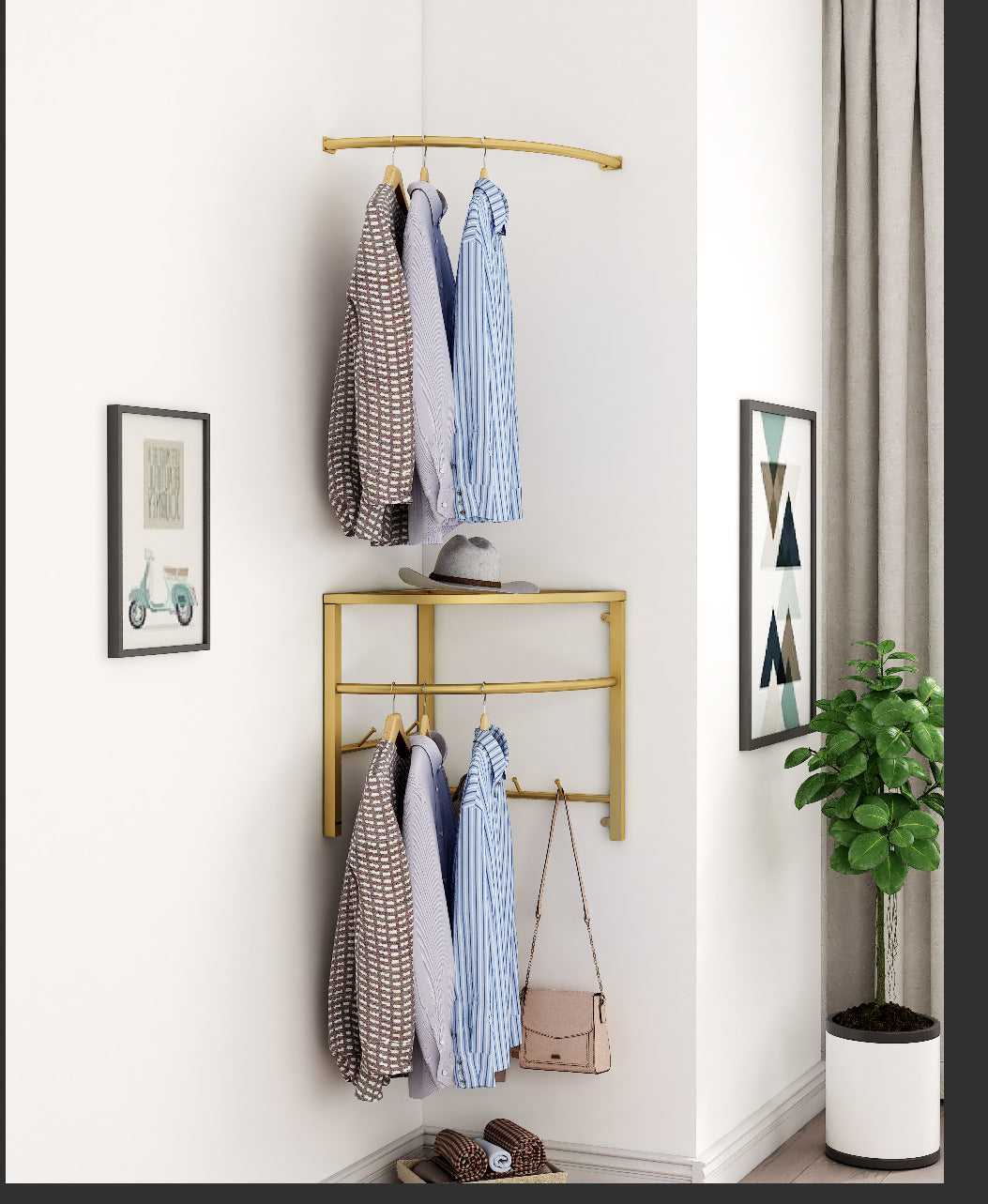 Punch-free Triangle Household Corner Coat Rack Wall Hanging