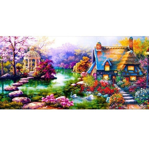 Pattern Diamond Embroidery Landscape With