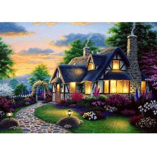 Pattern Diamond Embroidery Landscape With