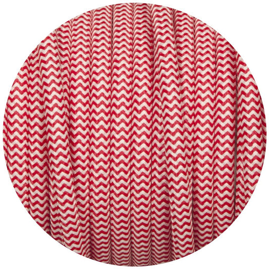 5M 2 Core 0.75mm Round Vintage Braided Red And White Fabric Covered