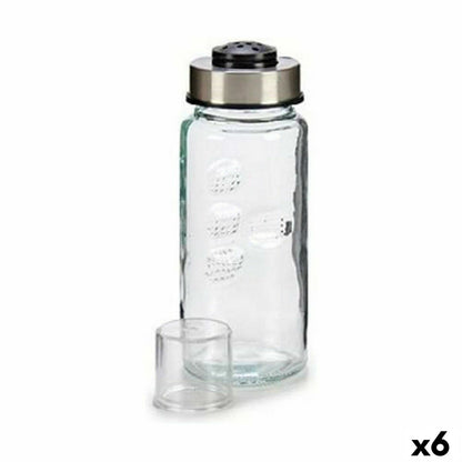 Salt cellar Silver Transparent Steel Glass (230 ml) (6 Units)