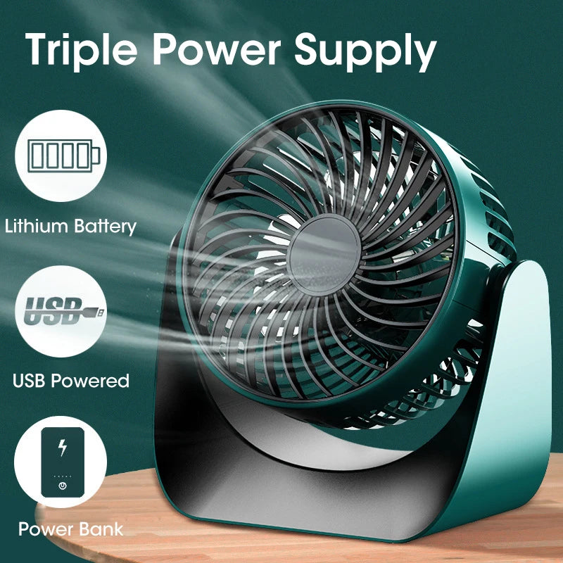 Wide-angle Air Supply Desktop Mini Usb Rechargeable Turbo Electric Fan