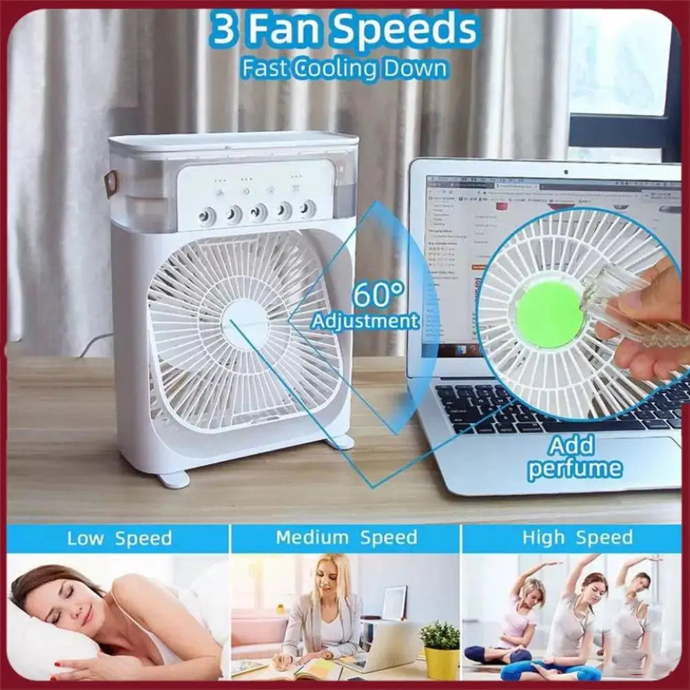 6 Inch Air Conditioner Cooling Fan With 3 Speeds 5 Sprays 7 Color