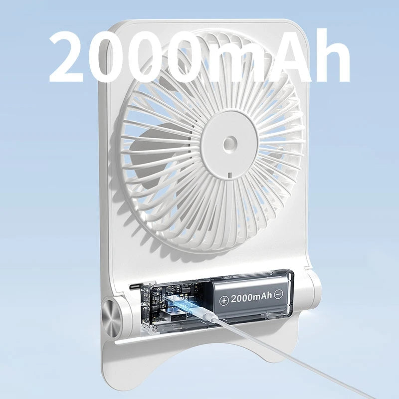 Small Desk Fan 2000mAh USB Rechargeable Cooling Fan 3 Speed Cool Wind