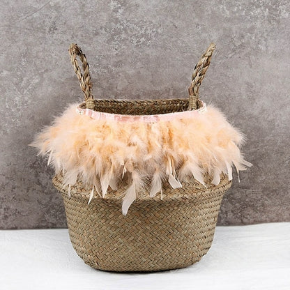 Seagrass Woven Storage Basket Plant Wicker Hanging Baskets Garden