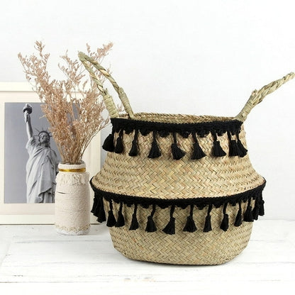 Seagrass Woven Storage Basket Plant Wicker Hanging Baskets Garden