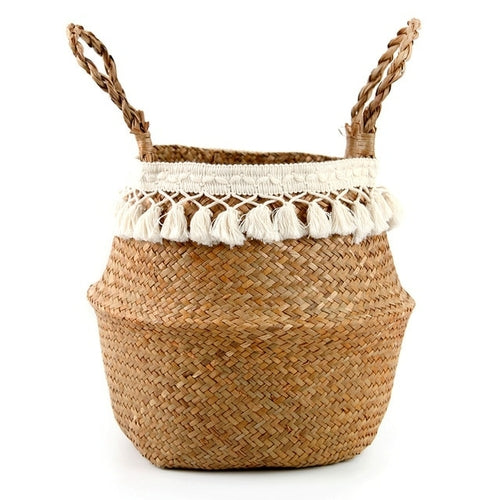 Seagrass Woven Storage Basket Plant Wicker Hanging Baskets Garden