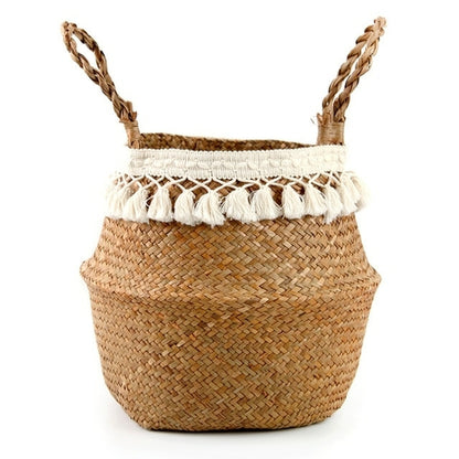 Seagrass Woven Storage Basket Plant Wicker Hanging Baskets Garden