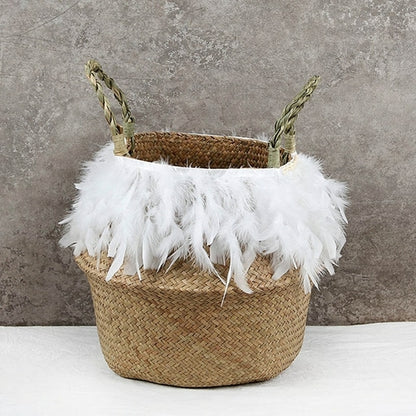 Seagrass Woven Storage Basket Plant Wicker Hanging Baskets Garden