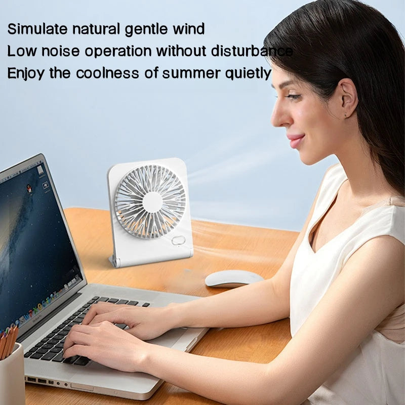 Small Desk Fan 2000mAh USB Rechargeable Cooling Fan 3 Speed Cool Wind