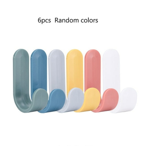 4pcs/set Towel Hooks Plastic Door Hangers Self Adhesive Wall