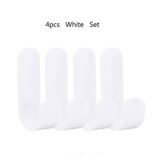 4pcs/set Towel Hooks Plastic Door Hangers Self Adhesive Wall