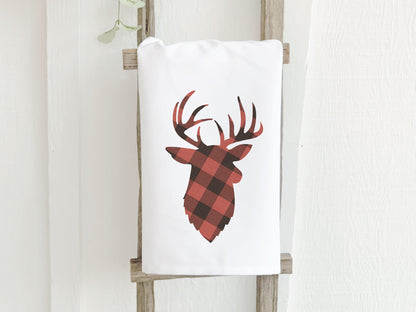 Red Plaid Buck - Cotton Tea Towel