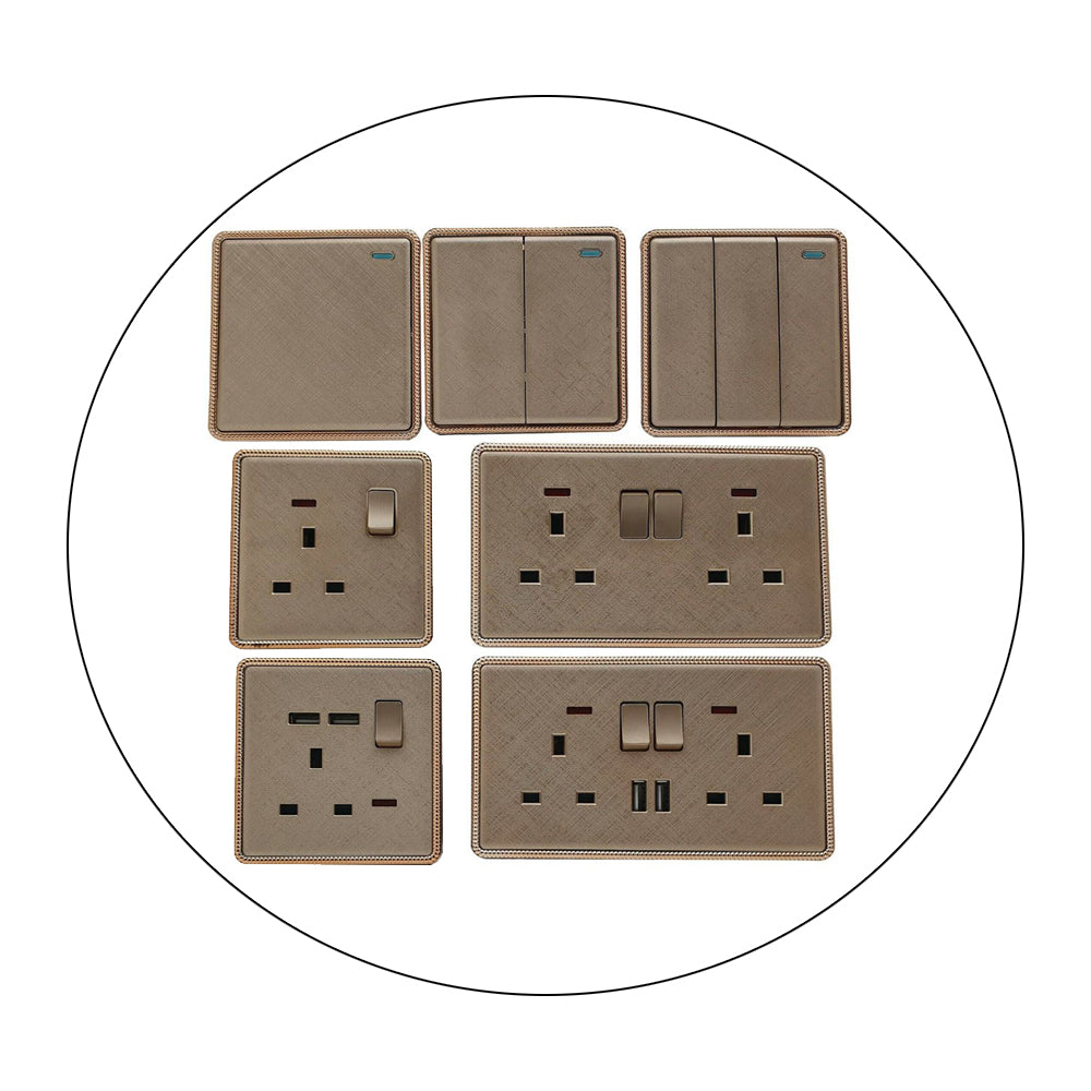 Screwless Textured Gold Light Switches & Socket~2455