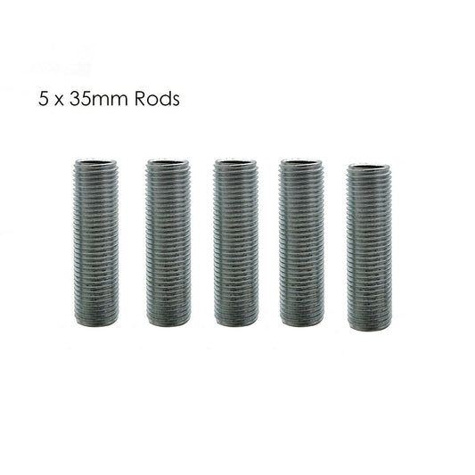 Pipe Nipple Lamp Repair Part 35mm Long 5pcs M10 Threaded Zinc