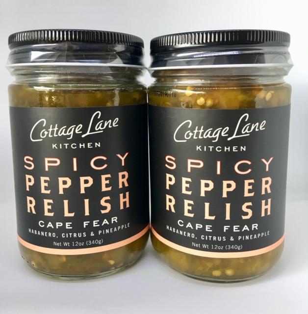 Two 12oz bottles of Cape Fear Spicy Pepper Relish