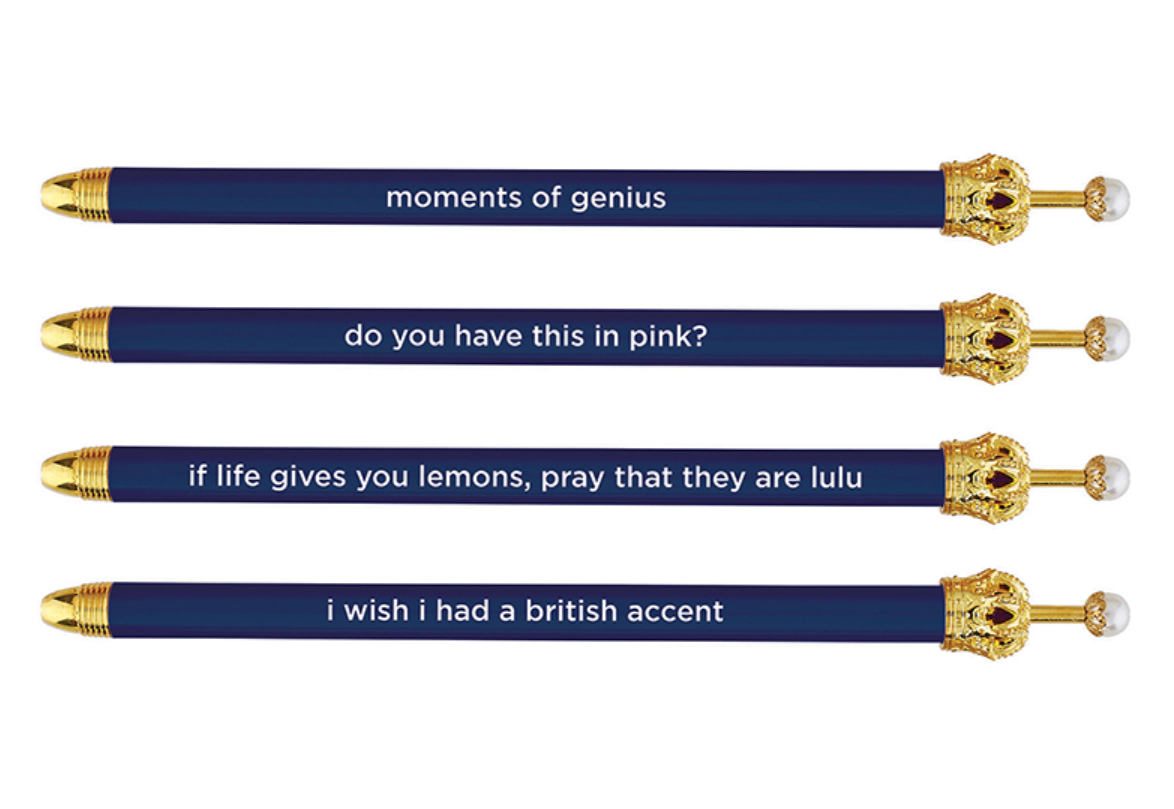 Moments of Genius Navy Blue Crown Pen Set of 12 | Giftable Quote Pens