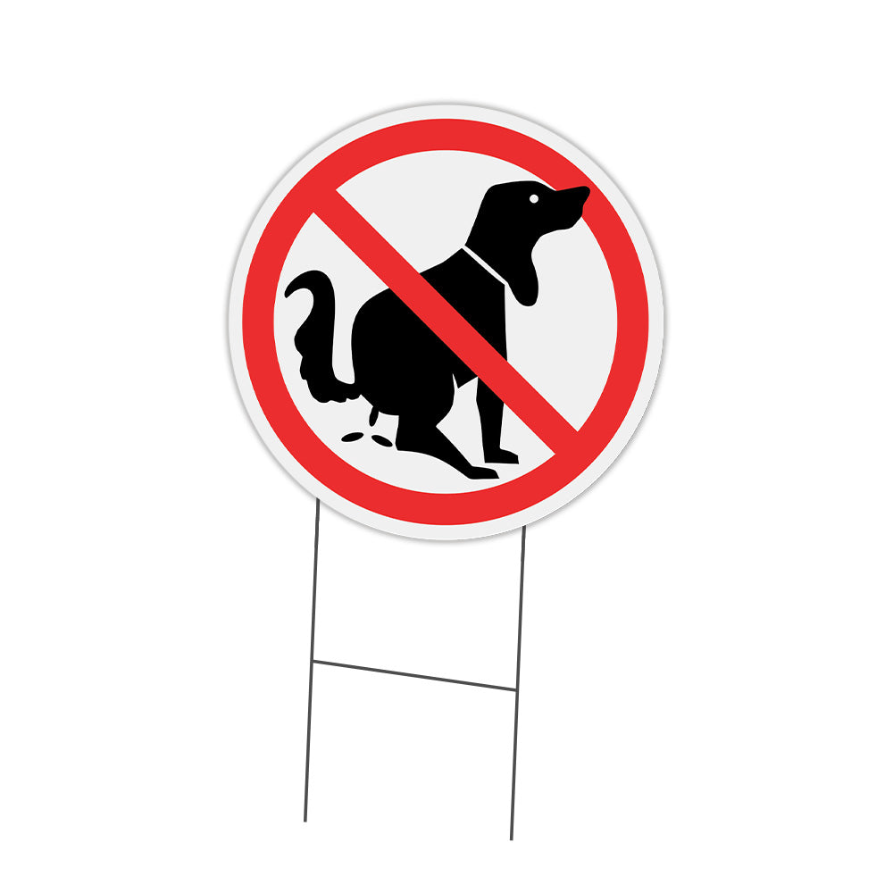 SignMission C-16-CIR-WS-No dog poo Corrugated Plastic Sign with Stakes