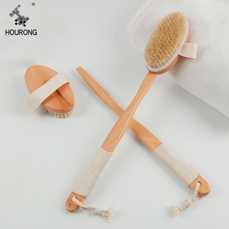 Wooden Handle Bath Body Brush Natural Bristles