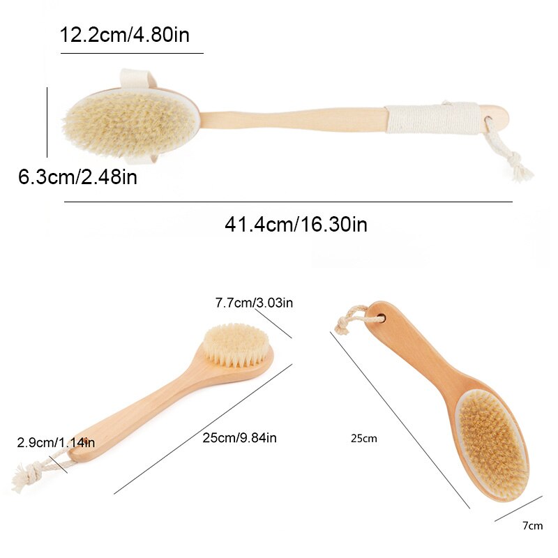 Wooden Handle Bath Body Brush Natural Bristles