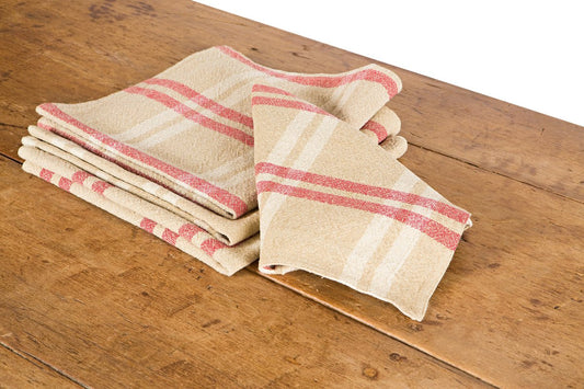 XD15012 Natural Linen Check Napkins,20"x20", Set of 4