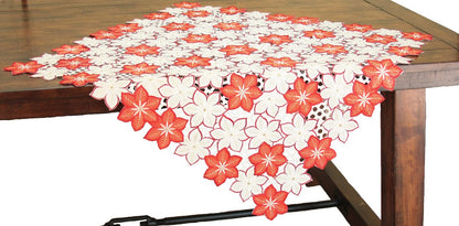 XD99022 Candy Cane Poinsettia Table Topper, 36''x36''