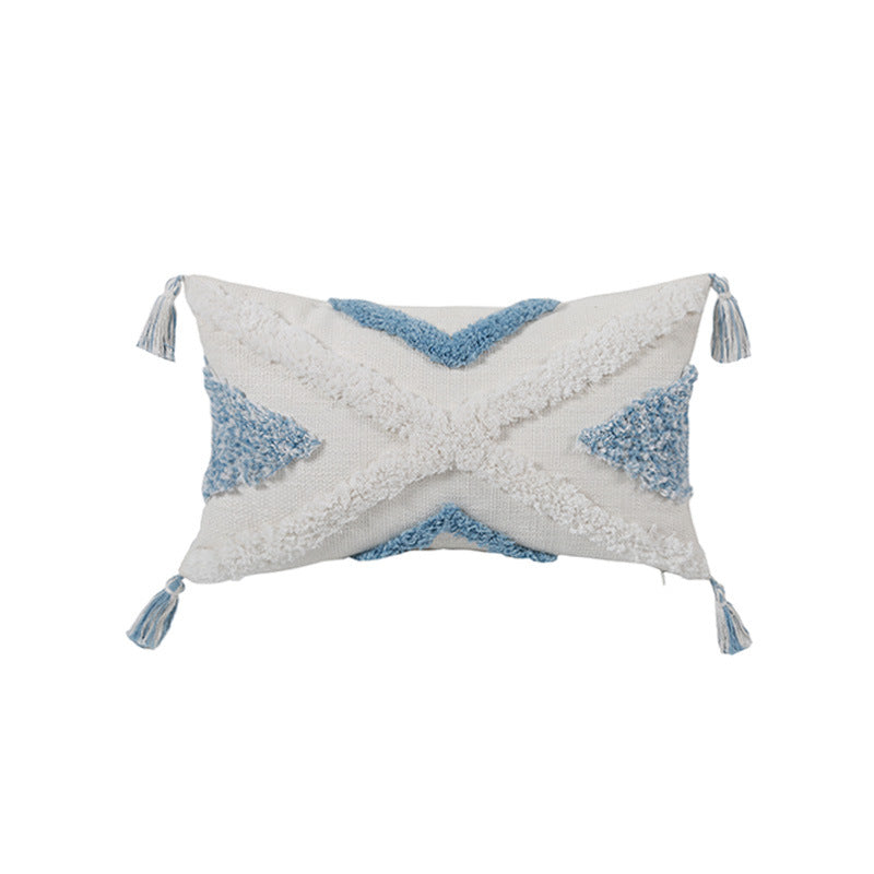 Blue Geometric Tufted Pillow Extensions