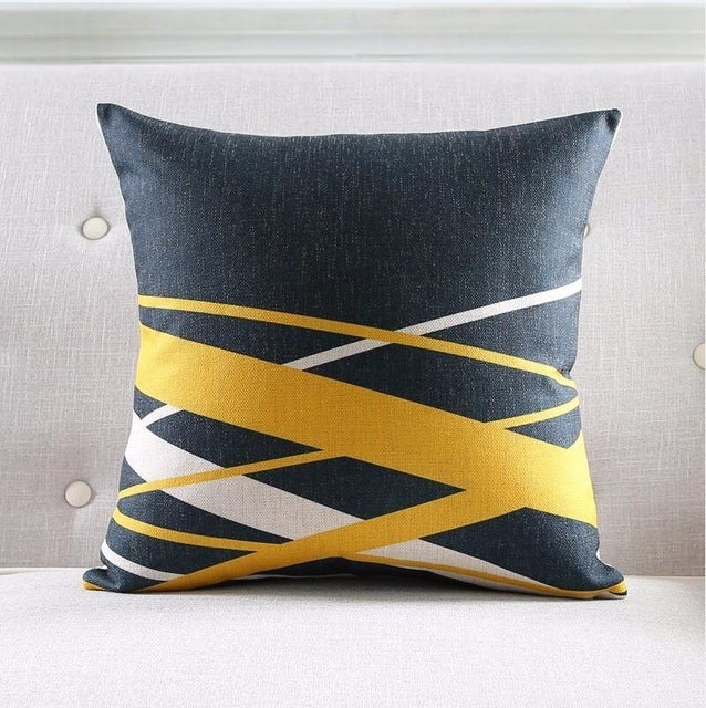 Nordic Geometric Striped Couch Pillow Thick Linen Decorative Cushion