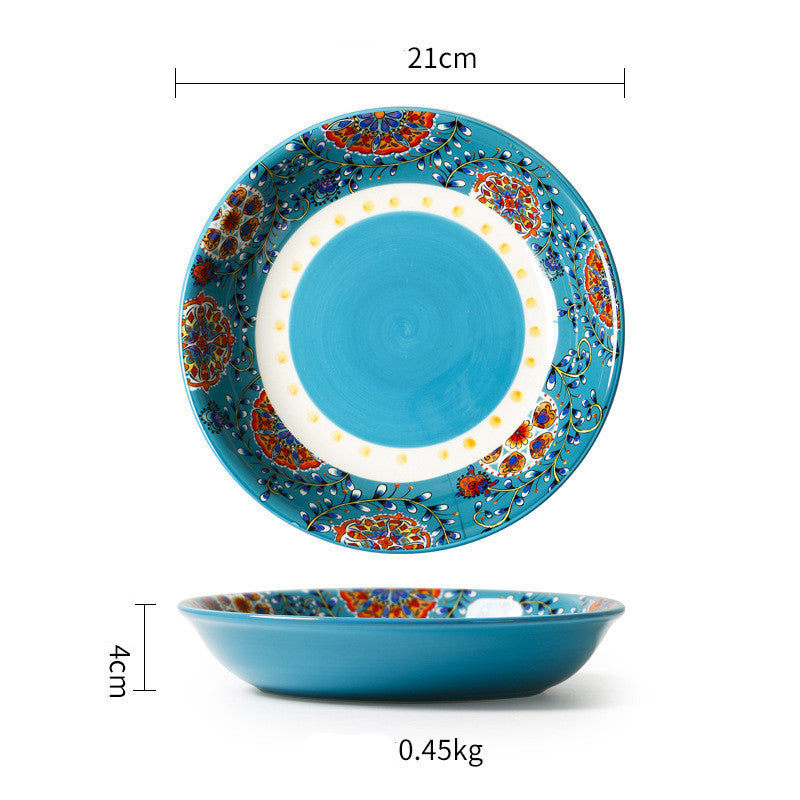 Ceramic Tableware Pastoral Style Home Plate Dinner Plate