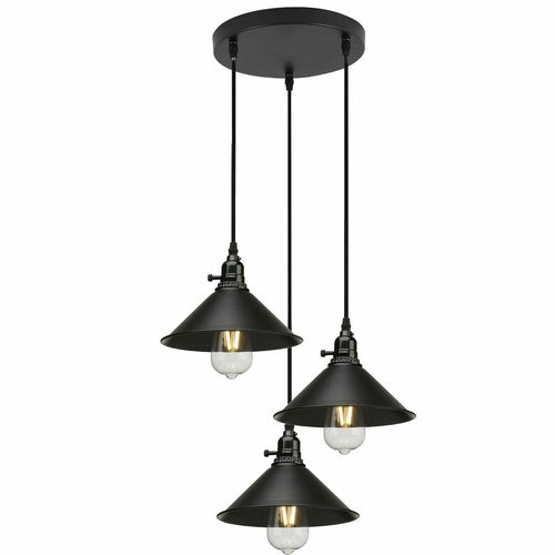 3 Way Vintage Industrial Cluster Pendant Light Metal Retro Loft