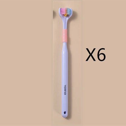 Three-sided Macaron Soft Bristle Toothbrush Care Safety Toothbrush Teeth Deep Cleaning Portable Travel