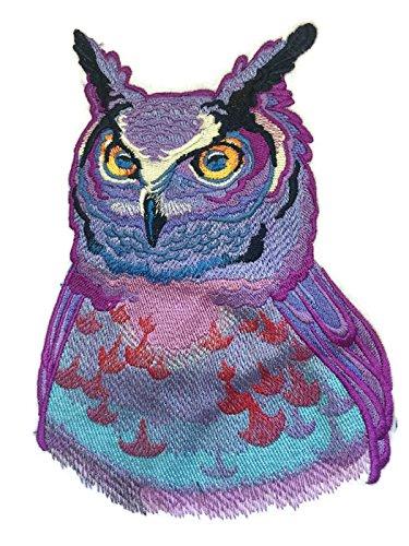 Birds [Sunset Owl Embroidered Iron on/Sew patch [7.8" X 5.53"]