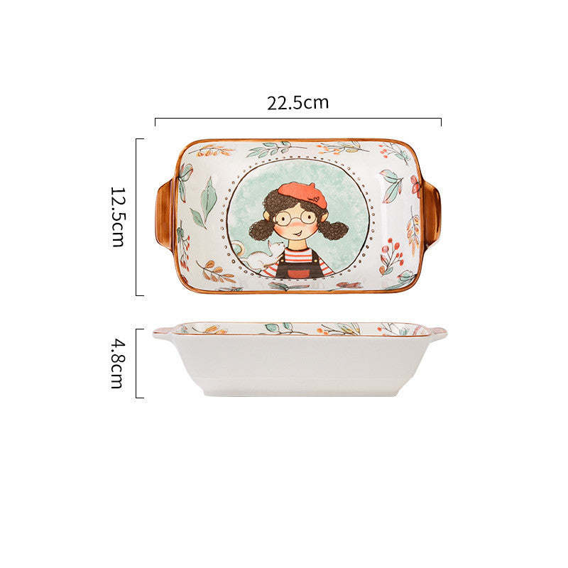 Ceramic Tableware Cute Fairy Tale Forest Baked Rice Plate Set