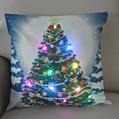 New Lantern Christmas LED Light Super Soft Short Plush Pillowcase