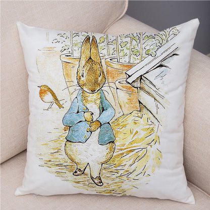 Cartoon Rabbit Peach Skin Fabric Pillow Cover Home Decoration Sofa Cushion Cover Seat Cover Easter Amazon AliExpress