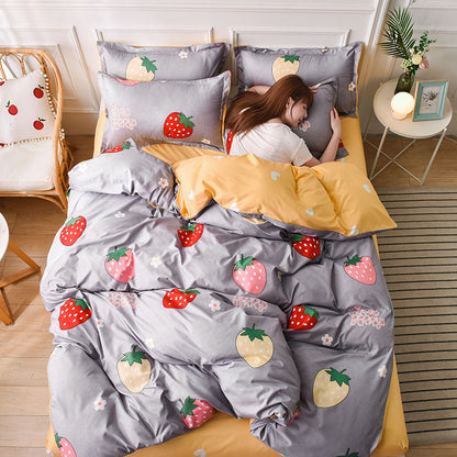 Bedding Printed Bed Four-piece Aloe Cotton Bed Sheet Type Bed Sheet Type