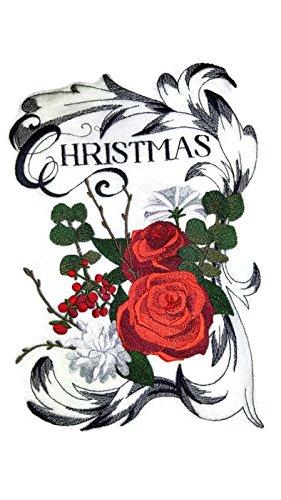 Christmas Roses Embroidered Iron on/Sew patch [6.89" X 9.83"]