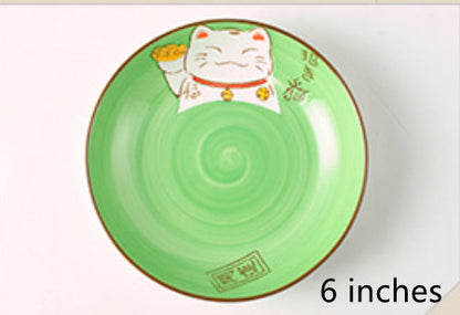 Japanese Style Cartoon Lucky Cat Ceramic Bowl