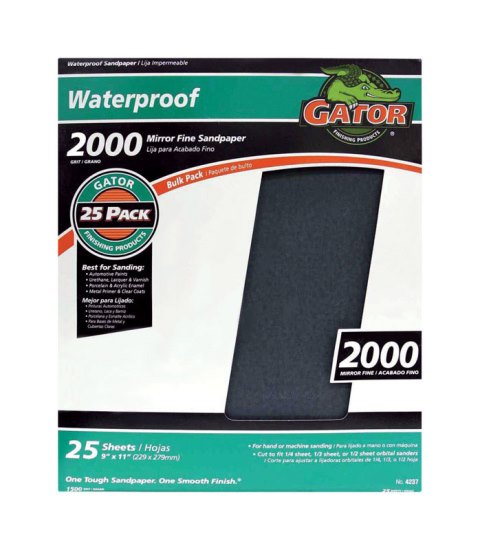 Gator Grit 4270 Silicone Carbide Waterproof Sandpaper Sheet  Grit 2000