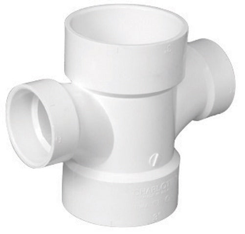 Charlotte Pipe & Foundry PVC004291200HA PVC -DWV Double Sanitary Tee&#