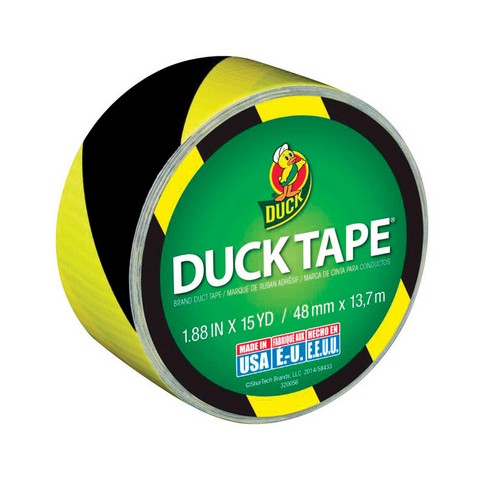 Duck 283972 Tape in Yellow & Black Stripe Design