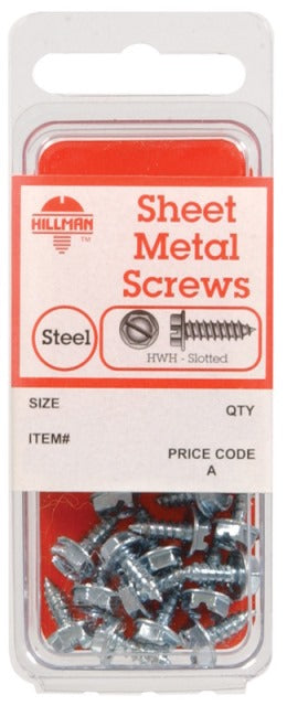 Hillman 5338 12 x 0.5 in. CD7 Steel Sheet Metal Screws Hex Head - pack