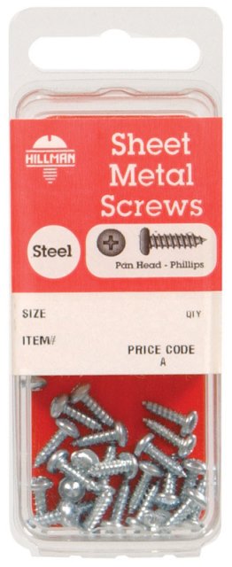 Hillman 5442 8 x 0.375 in. CD20 Phillips Pan Plated Metal Screws- pack