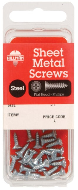 Hillman 5569 Zinc Plated Steel Sheet Metal Screws  12 x 1 in. - pack o