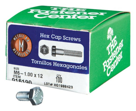 Hillman 916190 M6-1 x 12 Hex Cap Metric Screws  Box of 100