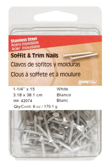 Hillman 42074 6 oz Soffit & Trim Steel Nails  White - 1.25 in. - p