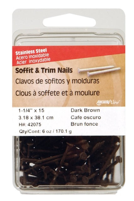 Hillman 42075 6 oz Soffit & Trim Steel Nails  Dark Brown - 1.25 in