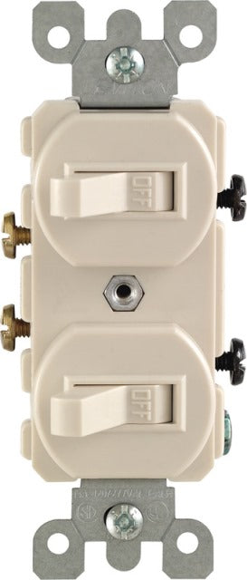 Cooper Wiring 05224-2TS Duplex Single Pole Switches  Light Almond